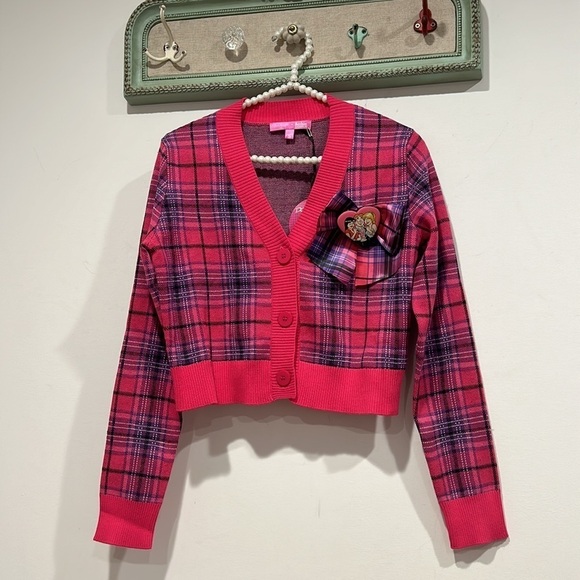 DOLLS KILL X ARCHIE COMICS PREP SCHOOL SWEETHEART KNIT CARDIGAN CROP SMALL NEW - Picture 2 of 6
